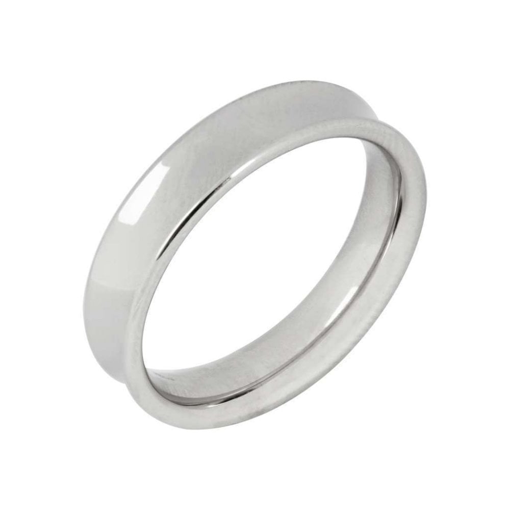 Platinum Polished Concaved Wedding Ring