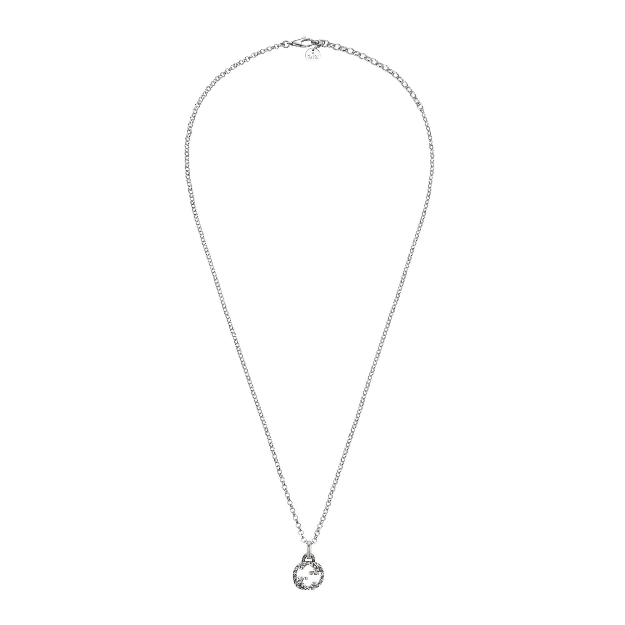 Gucci Interlocking Aged Silver Motif Necklace