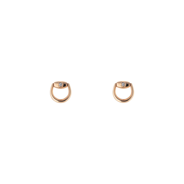 18ct Rose Gold Diamond Set Stud Earrings with Horsebit