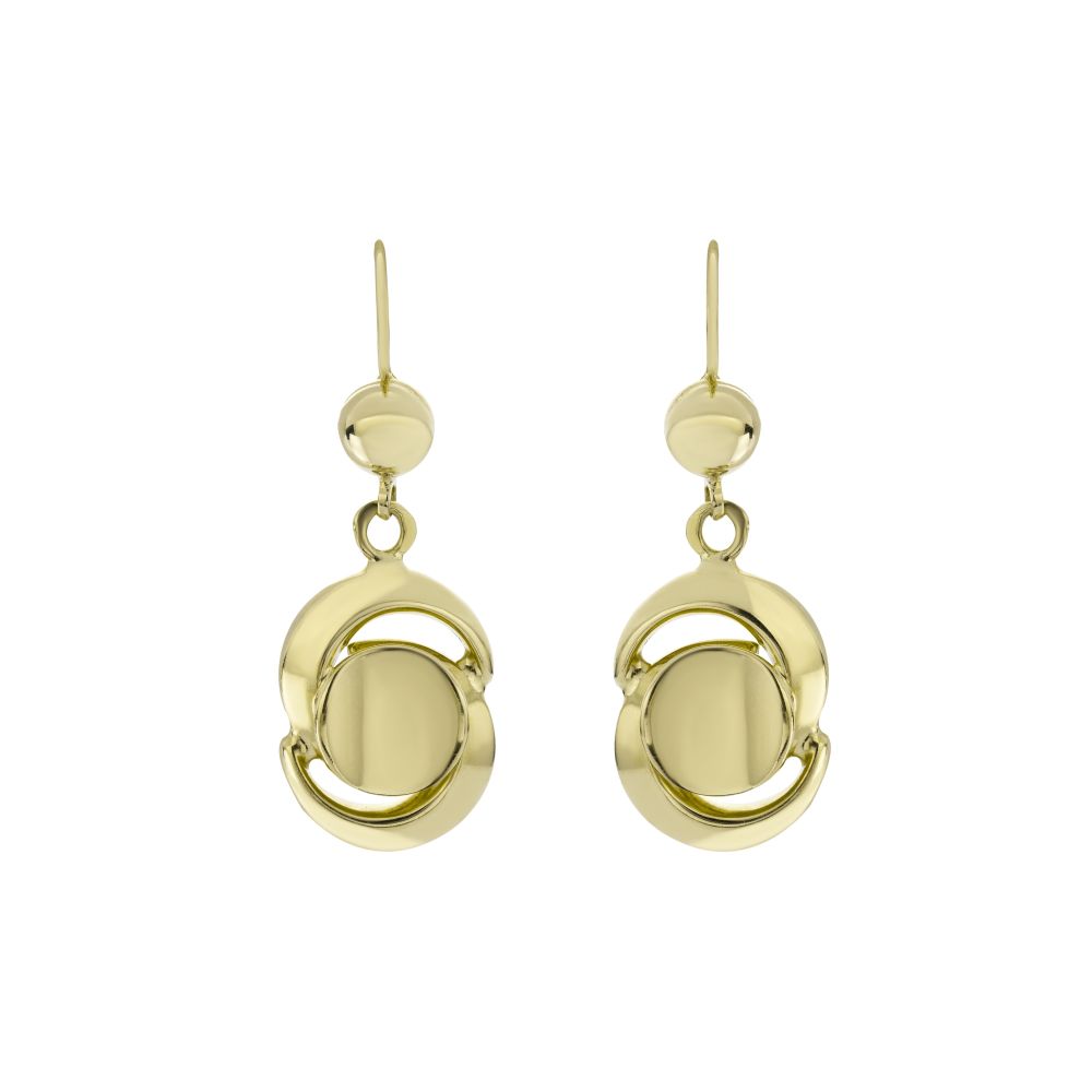 9ct Yellow Gold Large Concave Drop Earrings