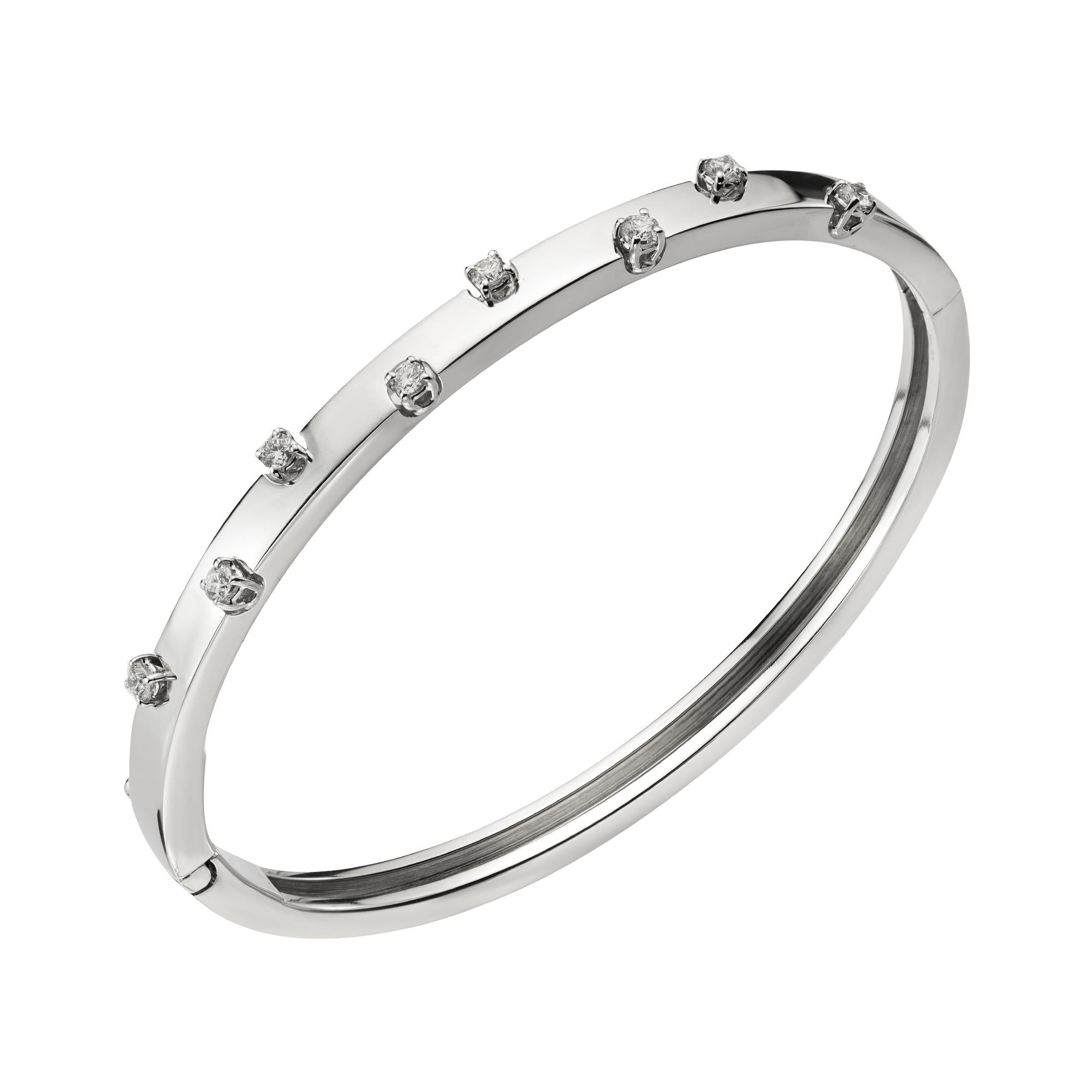 18ct White Gold Diamond Hinged Bangle