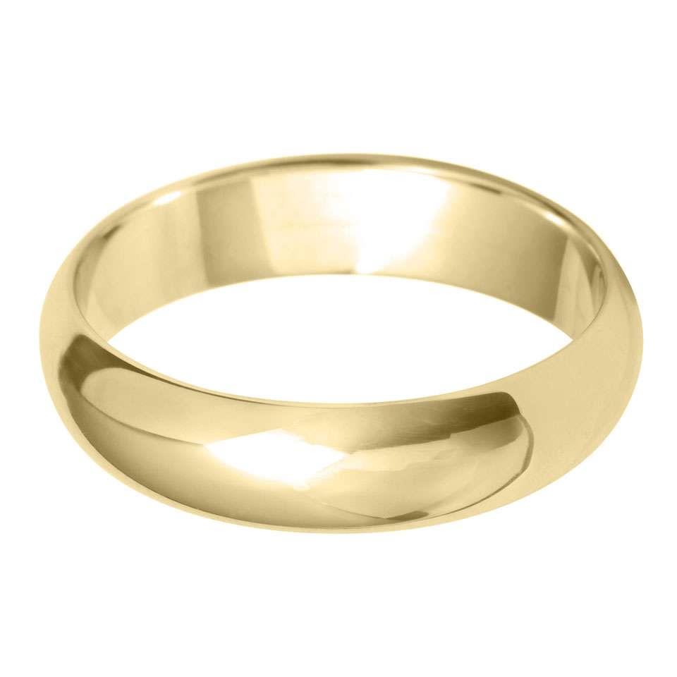 9ct Yellow Gold 5mm D Shape Wedding Band