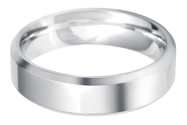 Platinum Bevelled Edge Wedding Band