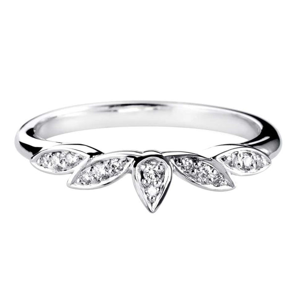 Platinum Diamond Set Petals Shaped Wedding Ring 0.10ct