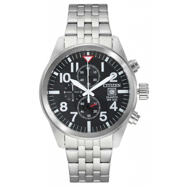 Quartz Chronograph Stainless Steel Black Dial 43mm