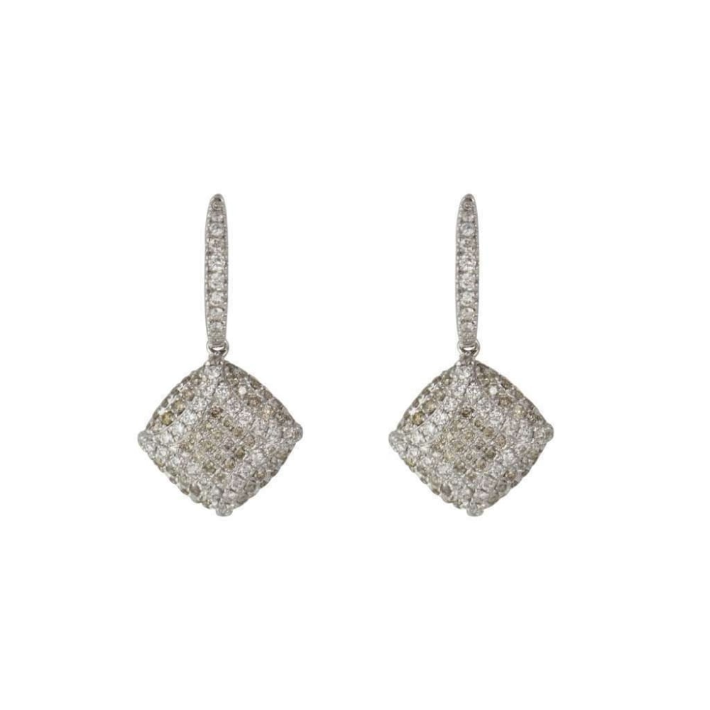 18ct White Gold Brown & White Gold Diamond Drop Earrings 1.60ct