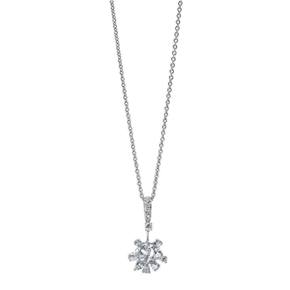 18ct White Gold Fancy Cut Diamond Cluster Pendant