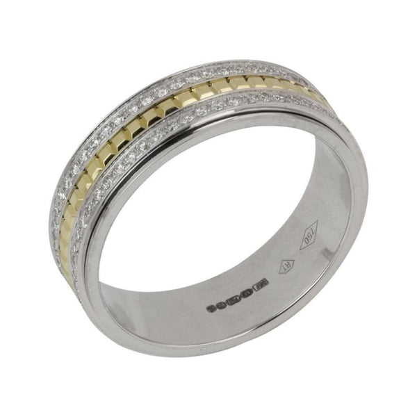 Finnies The Jewellers 18ct White & Yellow Gold Diamond Broad Ring