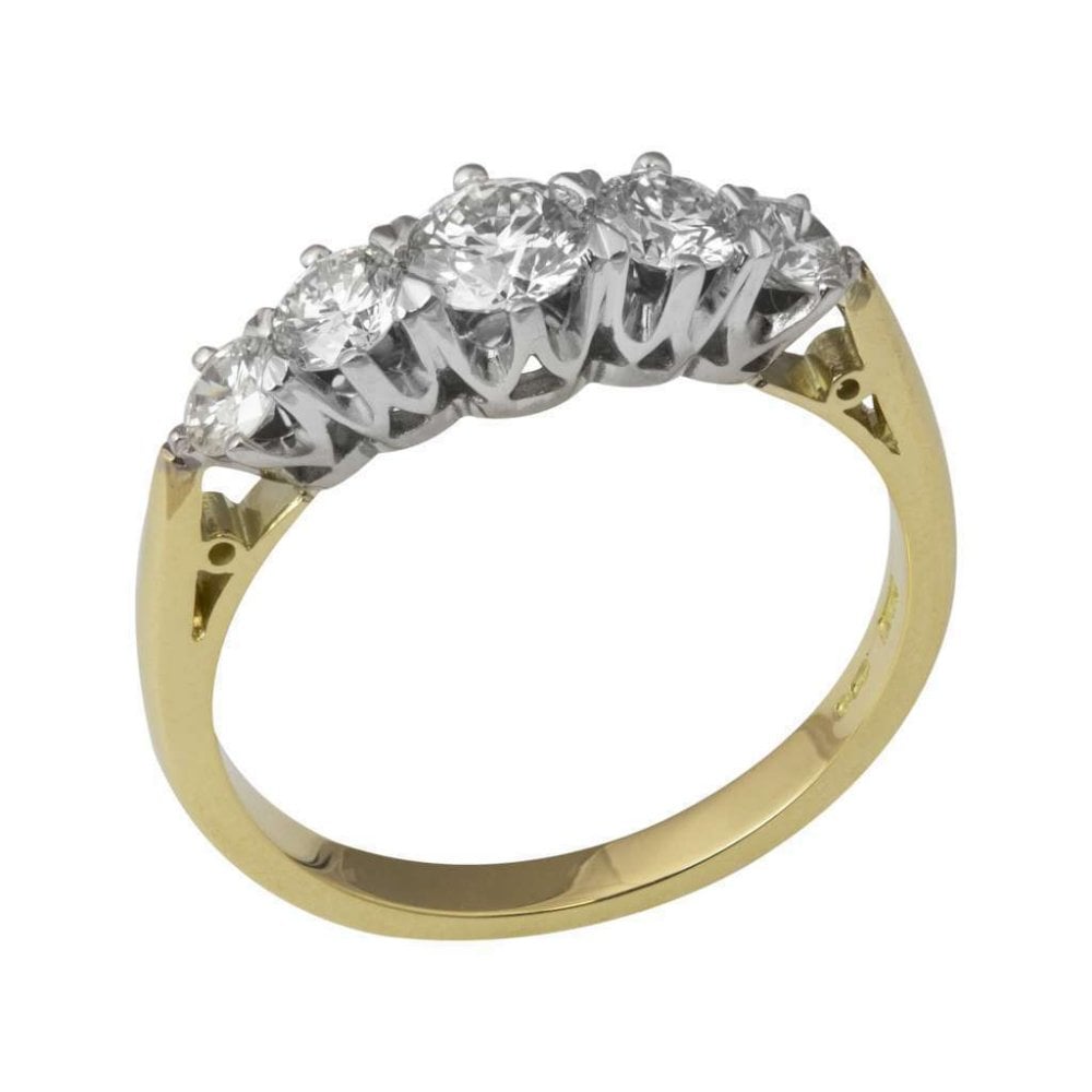 18ct Yellow and White Gold Five Stone Graduated Diamond Ring