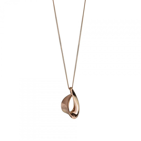 Finnies The Jewellers 9ct Rose Gold Satin Polished Twist Ribbon Pendant & 18