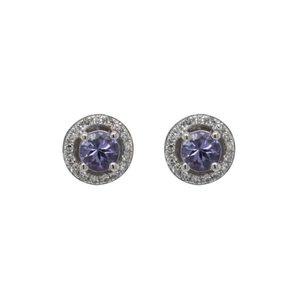 Finnies The Jewellers 9ct White Gold Tanzanite And Diamond Halo Stud Earrings