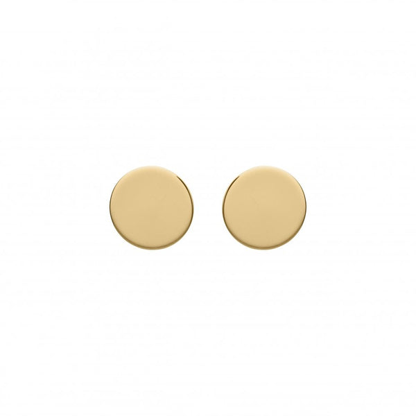 Finnies The Jewellers 9ct Yellow Gold Plain Flat Disc Stud Earrings