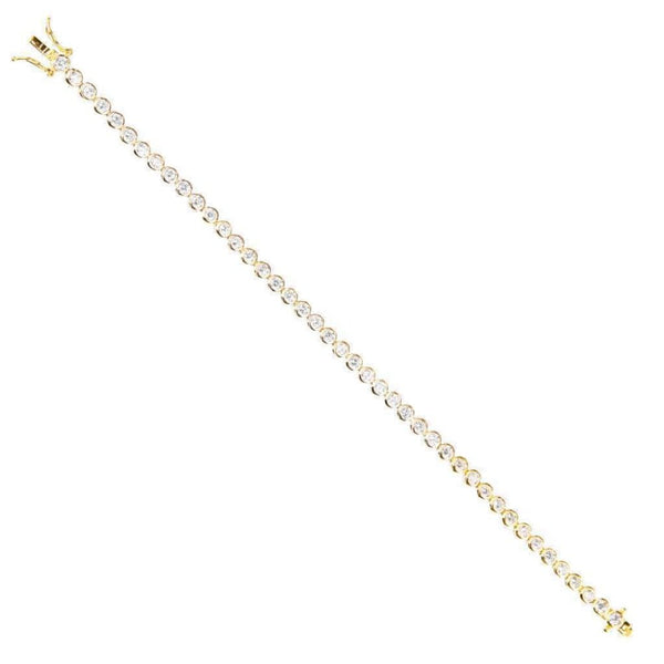 Finnies The Jewellers Silver & Rose Gold Plated Rubover Cubic Zirconia Line Bracelet