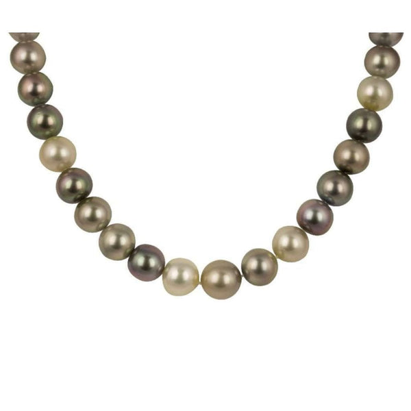 Finnies The Jewellers Tahitian Grey Multi Pearl Necklace with Diamond Clasp