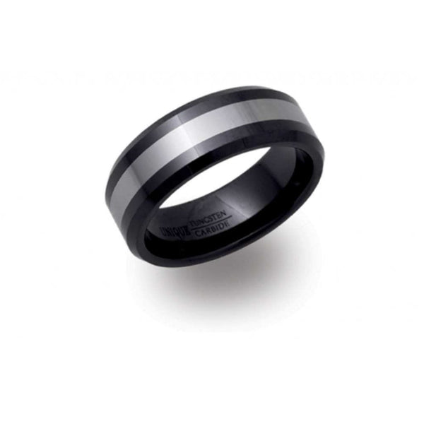 Finnies The Jewellers Tungsten and Black Ceramic 8mm Ring